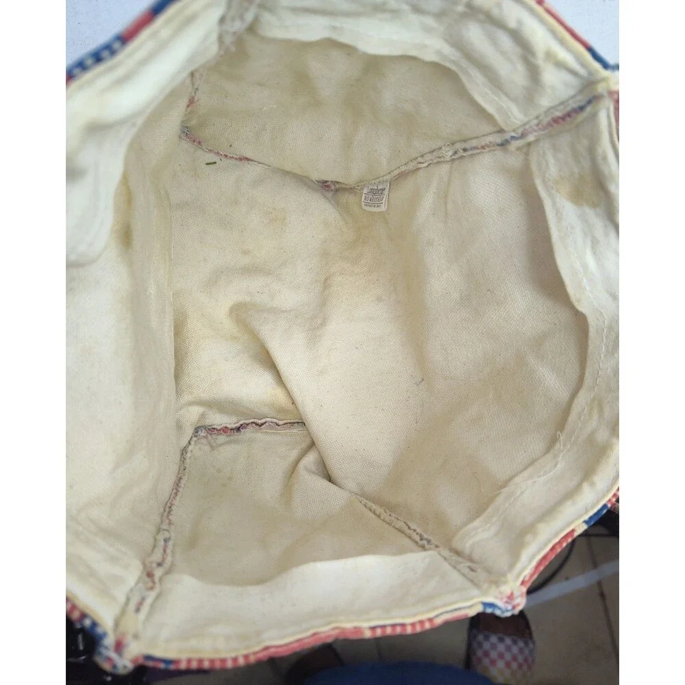 Longaberger Old Glory Small Tote Bag  Double Handle Red White Blue 8